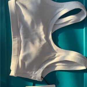 ALO White Ribbed Wellness Bra